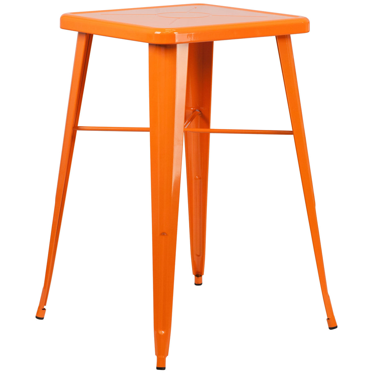 Orange |#| 23.75inch Square Orange Metal Indoor-Outdoor Bar Height Table