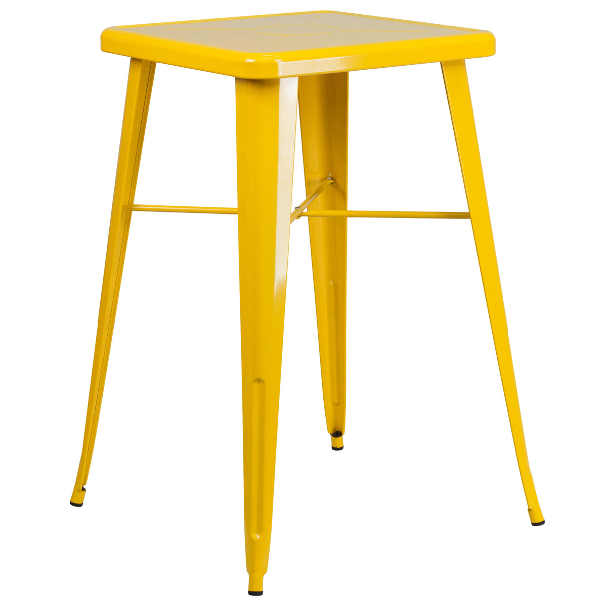 Yellow |#| 23.75inch Square Yellow Metal Indoor-Outdoor Bar Height Table