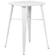 White |#| 23.75inch Square White Metal Bar Table Set with 2 Square Seat Backless Stools