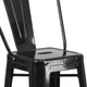 Black |#| 23.75inch Square Black Metal Indoor-Outdoor Bar Table Set with 2 Stools with Backs