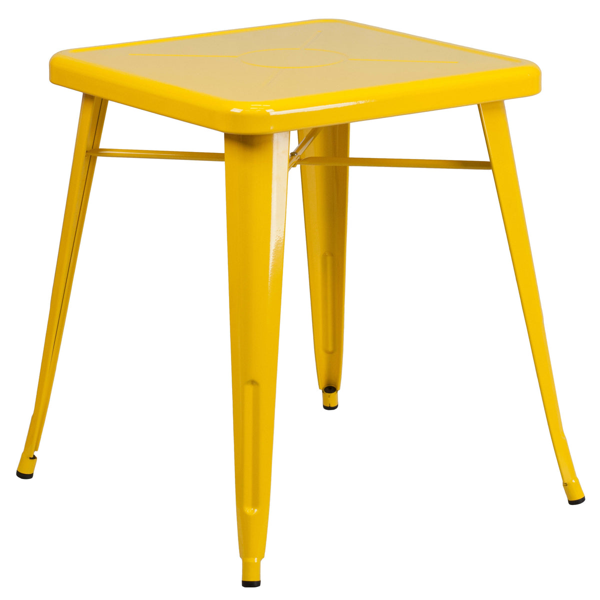 Yellow |#| 23.75inch Square Yellow Metal Indoor-Outdoor Table