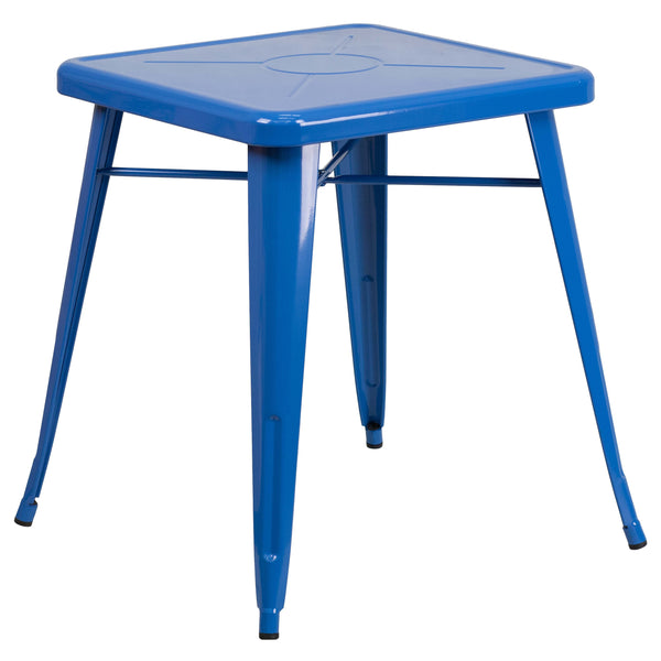 Blue |#| 23.75inch Square Blue Metal Indoor-Outdoor Table - Garden Table - Event Furniture