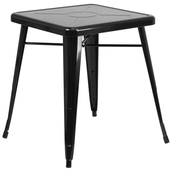 Black |#| 23.75inch Square Black Metal Indoor-Outdoor Table - Garden Table - Event Furniture