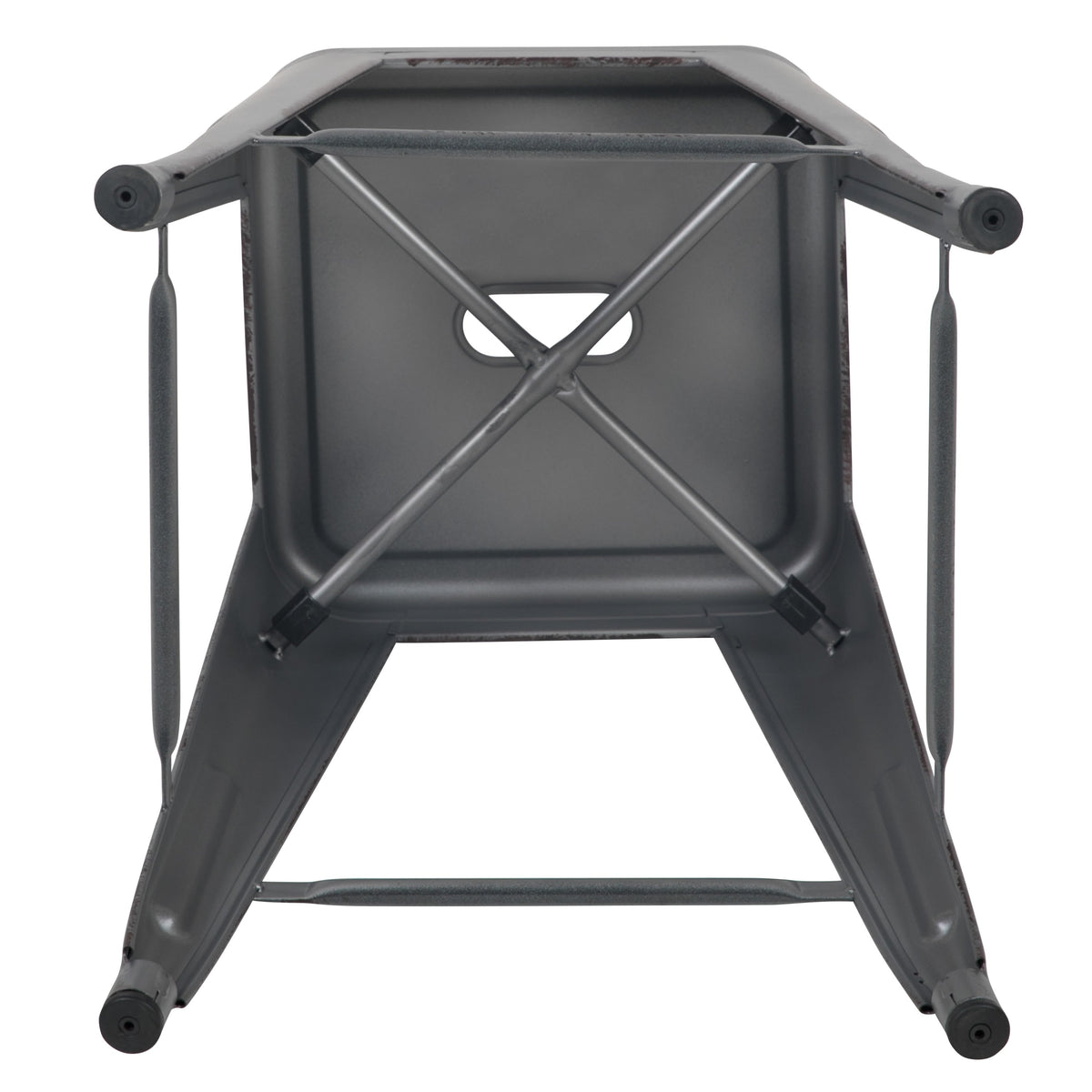 Silver Gray |#| 24inchH Backless Distressed Silver Gray Metal Indoor-Outdoor Counter Dining Stool