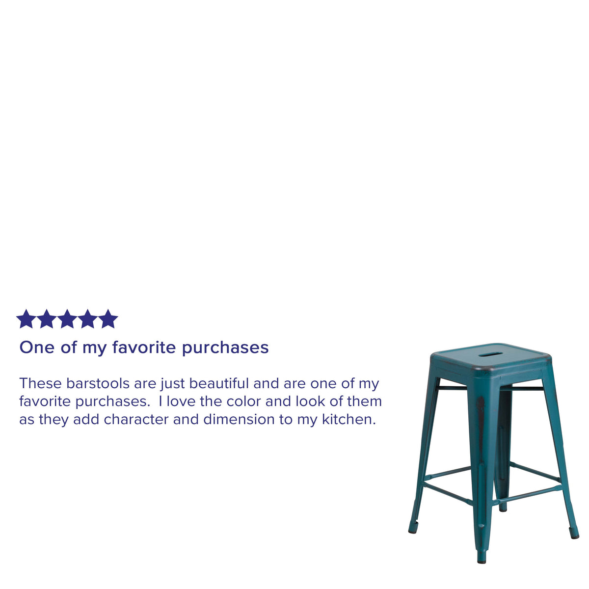 Kelly Blue-Teal |#| 24inchH Backless Aged Kelly Blue-Teal Metal Indoor-Outdoor Counter Height Stool