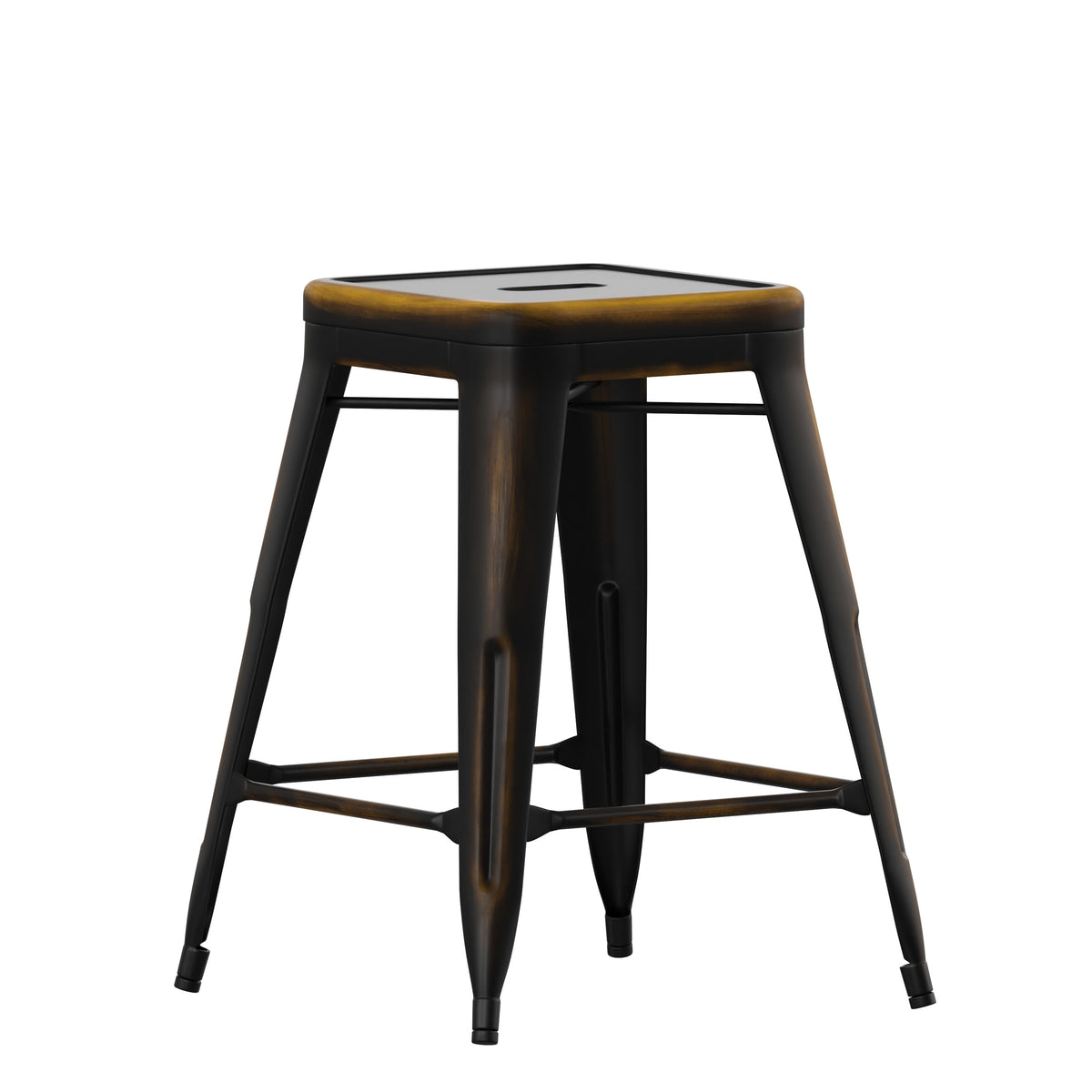 Copper |#| 24inch High Backless Distressed Copper Metal Indoor-Outdoor Counter Height Stool