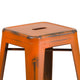 Orange |#| 24inch High Backless Distressed Orange Metal Indoor-Outdoor Counter Height Stool