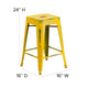 Yellow |#| 24inch High Backless Distressed Yellow Metal Indoor-Outdoor Counter Height Stool