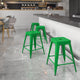 Green |#| 24inch High Backless Distressed Green Metal Indoor-Outdoor Counter Height Stool