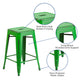 Green |#| 24inch High Backless Distressed Green Metal Indoor-Outdoor Counter Height Stool