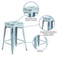 Green-Blue |#| 24inchH Backless Distressed Green-Blue Metal Indoor-Outdoor Counter Height Stool