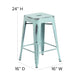 Green-Blue |#| 24inchH Backless Distressed Green-Blue Metal Indoor-Outdoor Counter Height Stool