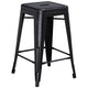 Black |#| 24inch High Backless Distressed Black Metal Indoor-Outdoor Counter Height Stool