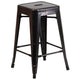 Black-Antique Gold |#| Commercial Grade 24inchH Backless Black-Gold Metal Indoor-Outdoor Counter Stool