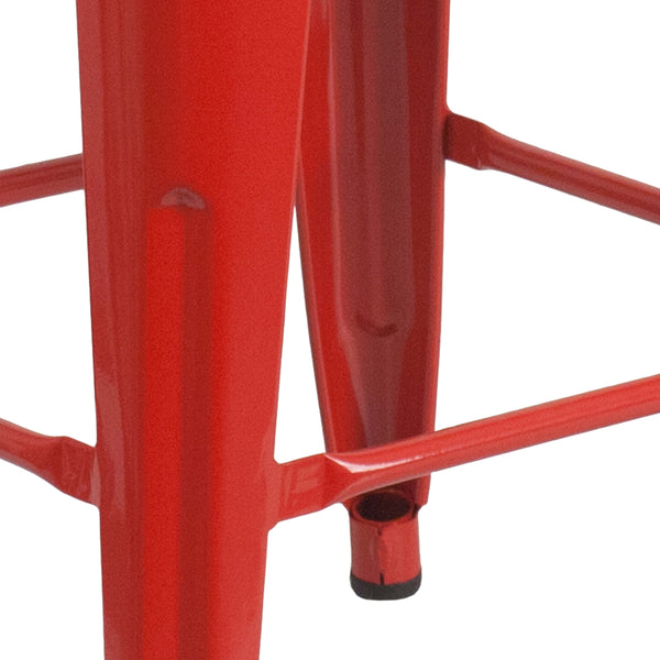 Red |#| Commercial Grade 24inchH Backless Red Metal Indoor-Outdoor Counter Height Stool