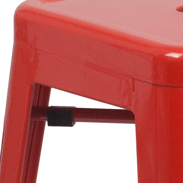 Red |#| Commercial Grade 24inchH Backless Red Metal Indoor-Outdoor Counter Height Stool