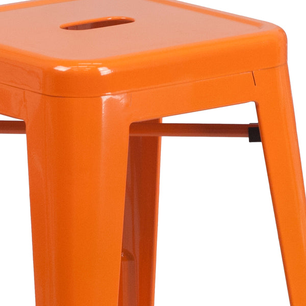 Orange |#| Commercial Grade 24inchH Backless Orange Metal Indoor-Outdoor Counter Height Stool