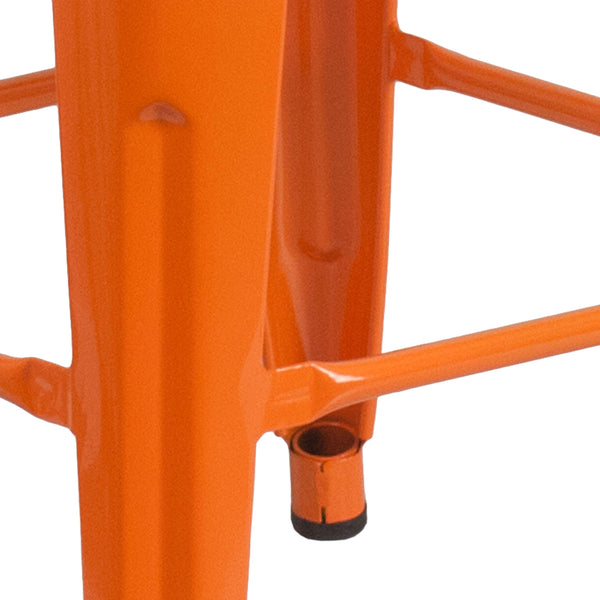 Orange |#| Commercial Grade 24inchH Backless Orange Metal Indoor-Outdoor Counter Height Stool