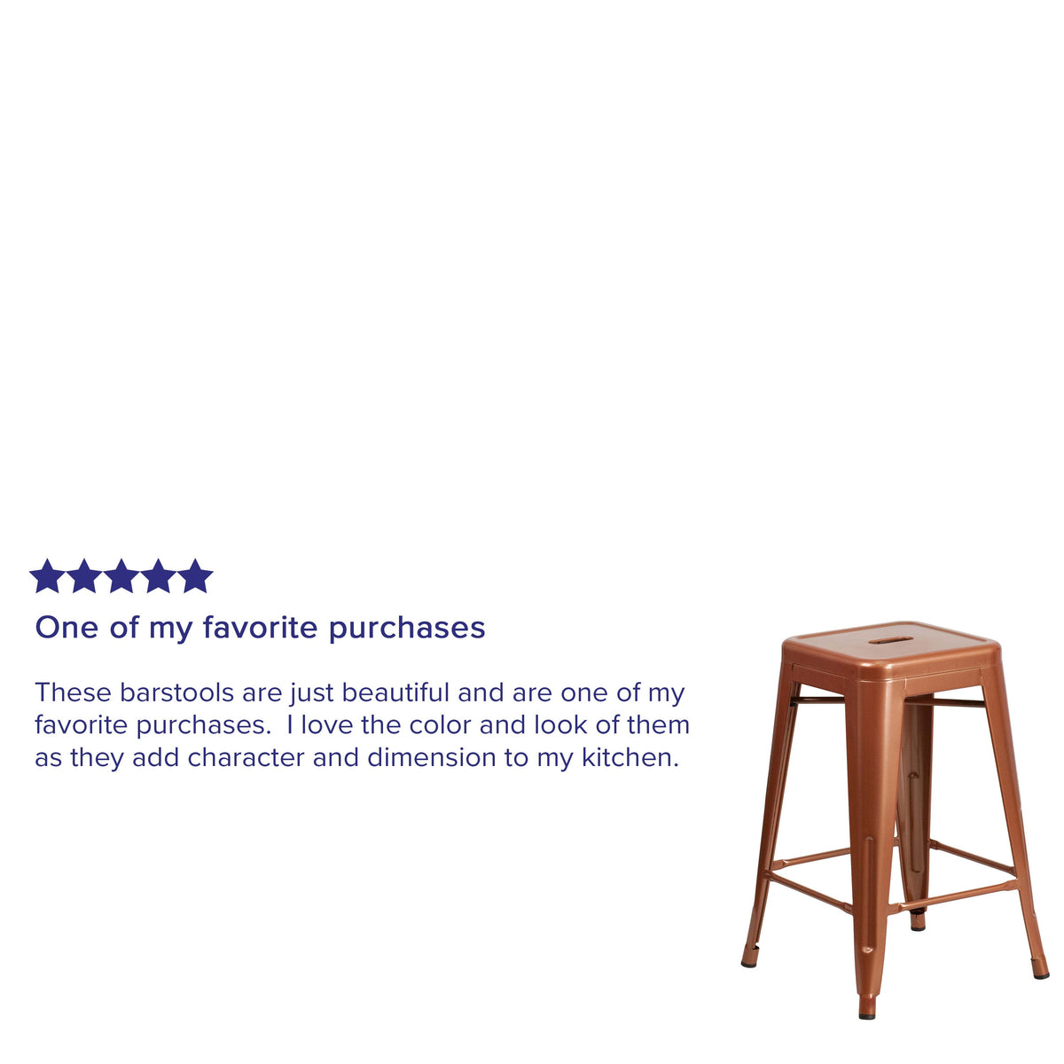 Copper |#| 24inch High Backless Copper Indoor-Outdoor Counter Height Stool