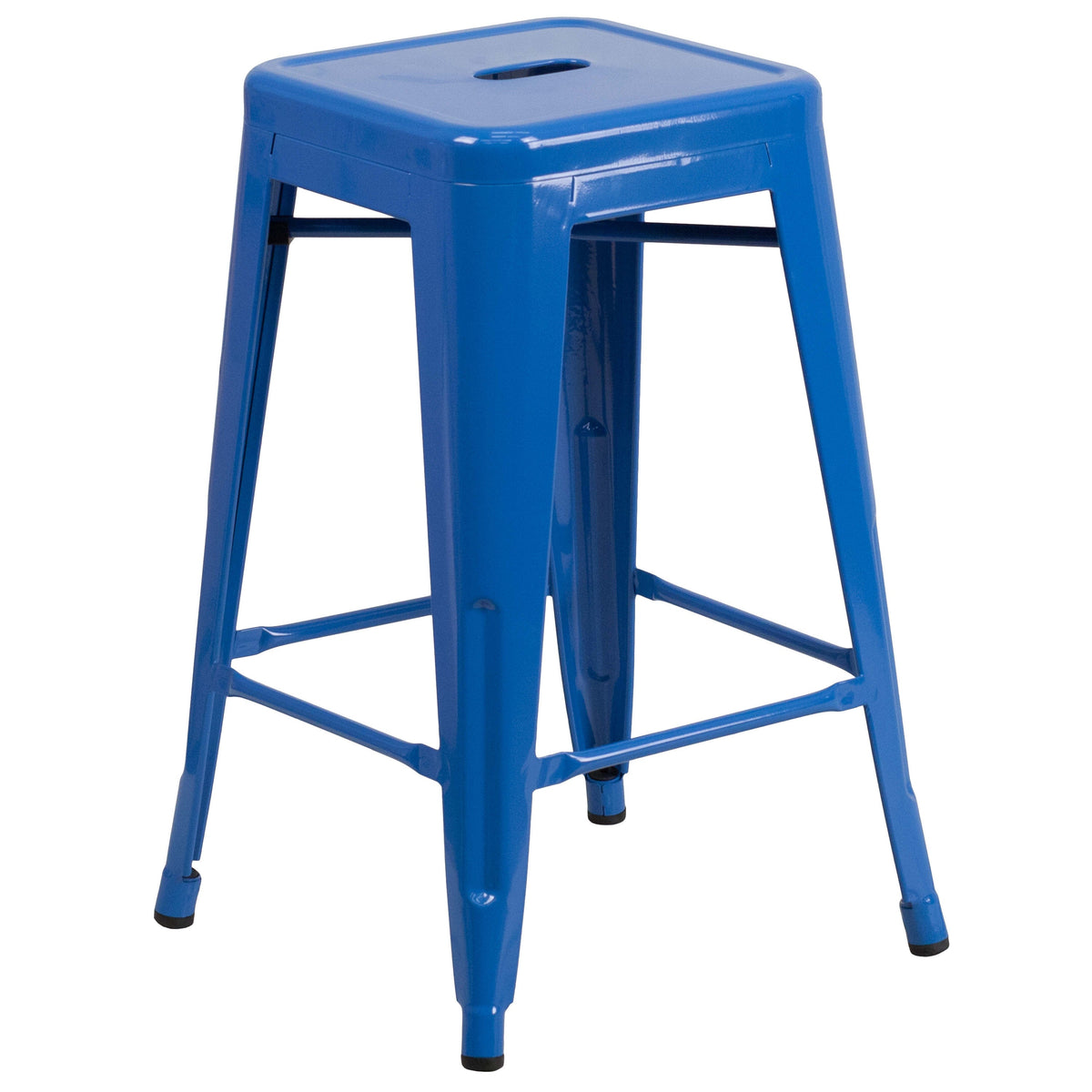 Blue |#| Commercial Grade 24inchH Backless Blue Metal Indoor-Outdoor Counter Height Stool