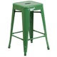 Green |#| Commercial Grade 24inchH Backless Green Metal Indoor-Outdoor Counter Height Stool