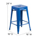 Blue |#| Commercial Grade 24inchH Backless Blue Metal Indoor-Outdoor Counter Height Stool