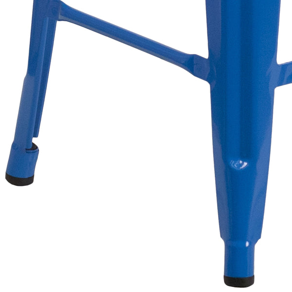 Blue |#| Commercial Grade 24inchH Backless Blue Metal Indoor-Outdoor Counter Height Stool