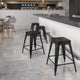 Black-Antique Gold |#| Commercial Grade 24inchH Backless Black-Gold Metal Indoor-Outdoor Counter Stool
