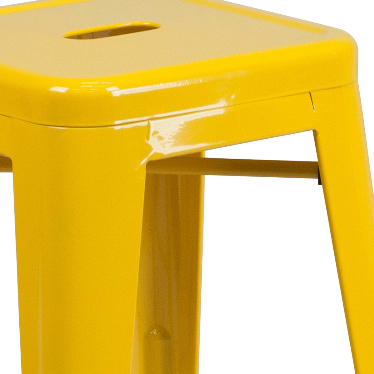 Yellow |#| Commercial Grade 24inchH Backless Yellow Metal Indoor-Outdoor Counter Height Stool