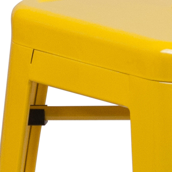 Yellow |#| Commercial Grade 24inchH Backless Yellow Metal Indoor-Outdoor Counter Height Stool