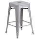 Silver |#| Commercial Grade 24inchH Backless Silver Metal Indoor-Outdoor Counter Height Stool