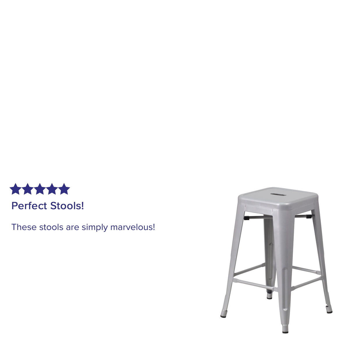 Silver |#| Commercial Grade 24inchH Backless Silver Metal Indoor-Outdoor Counter Height Stool