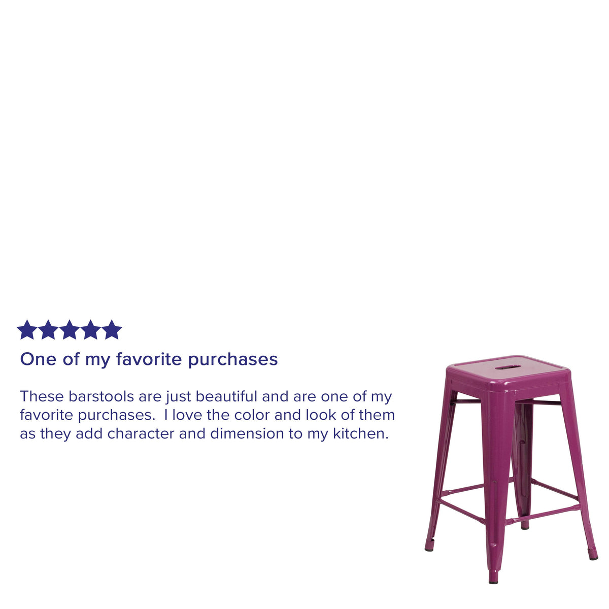 Purple |#| 24inch High Backless Purple Indoor-Outdoor Counter Height Stool