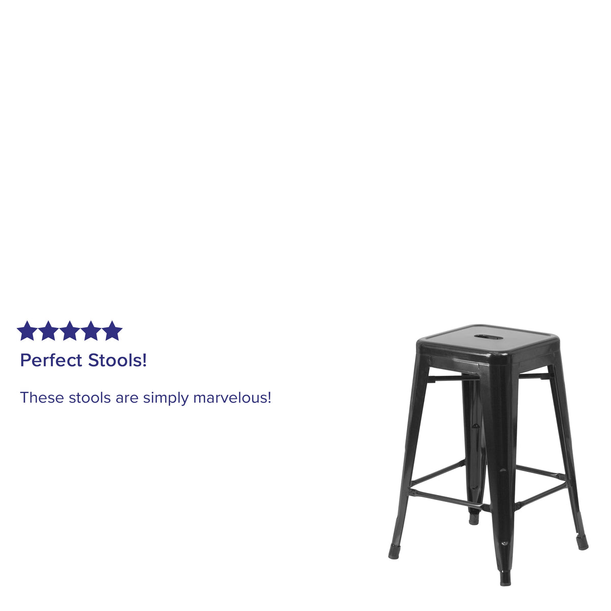 Black |#| Commercial Grade 24inchH Backless Black Metal Indoor-Outdoor Counter Height Stool