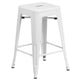 White |#| Commercial Grade 24inchH Backless White Metal Indoor-Outdoor Counter Height Stool