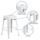 White |#| Commercial Grade 24inchH Backless White Metal Indoor-Outdoor Counter Height Stool