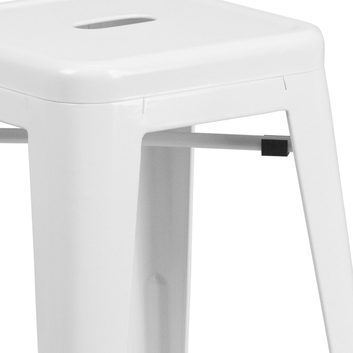 White |#| Commercial Grade 24inchH Backless White Metal Indoor-Outdoor Counter Height Stool