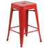 Commercial Grade 24" High Backless Metal Indoor-Outdoor Counter Height Stool with Square Seat