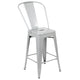 Silver |#| 24inch High Silver Metal Indoor-Outdoor Counter Height Stool with Back