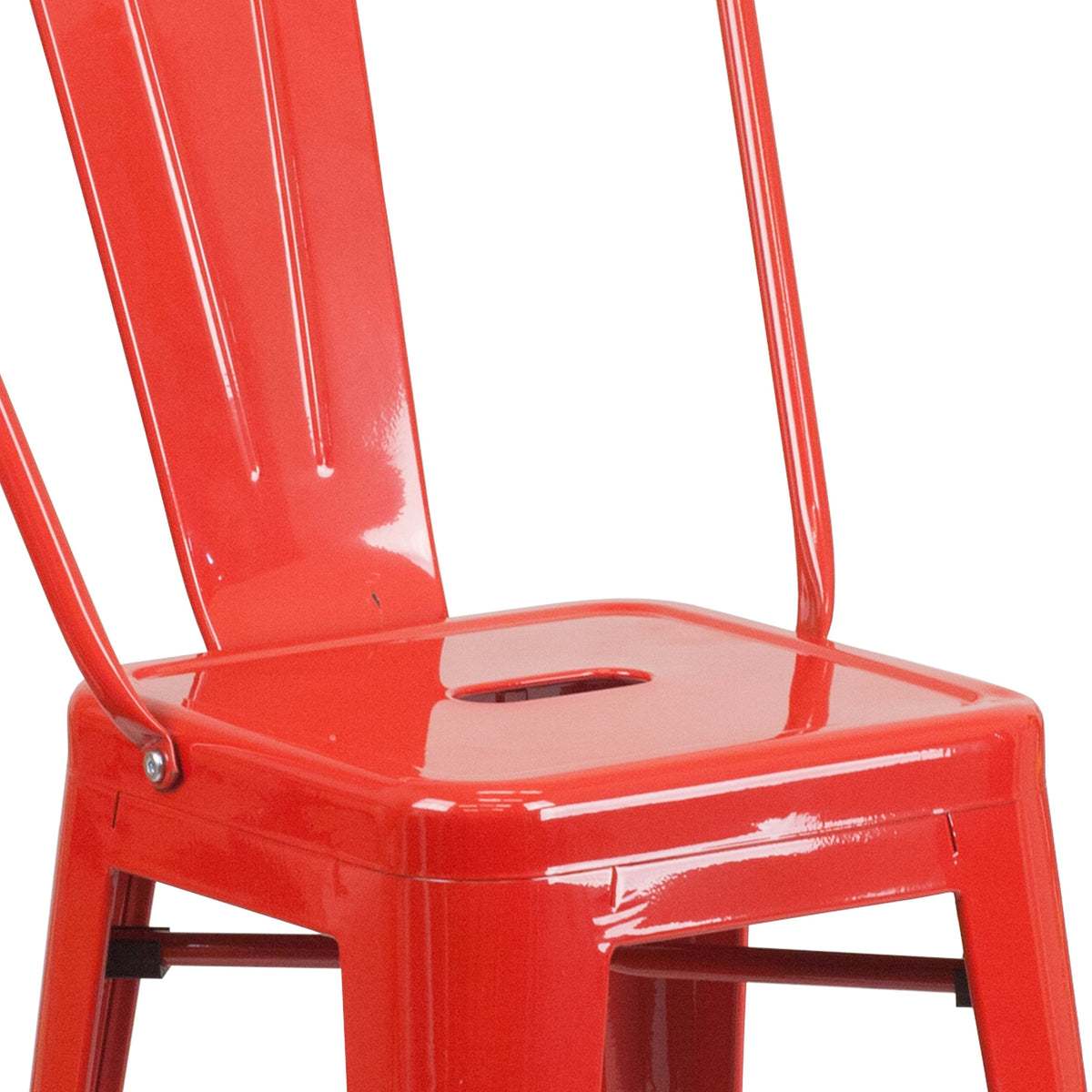 Red |#| 24inch High Red Metal Indoor-Outdoor Counter Height Stool with Back