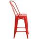 Red |#| 24inch High Red Metal Indoor-Outdoor Counter Height Stool with Back