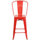 Red |#| 24inch High Red Metal Indoor-Outdoor Counter Height Stool with Back