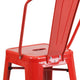 Red |#| 24inch High Red Metal Indoor-Outdoor Counter Height Stool with Back