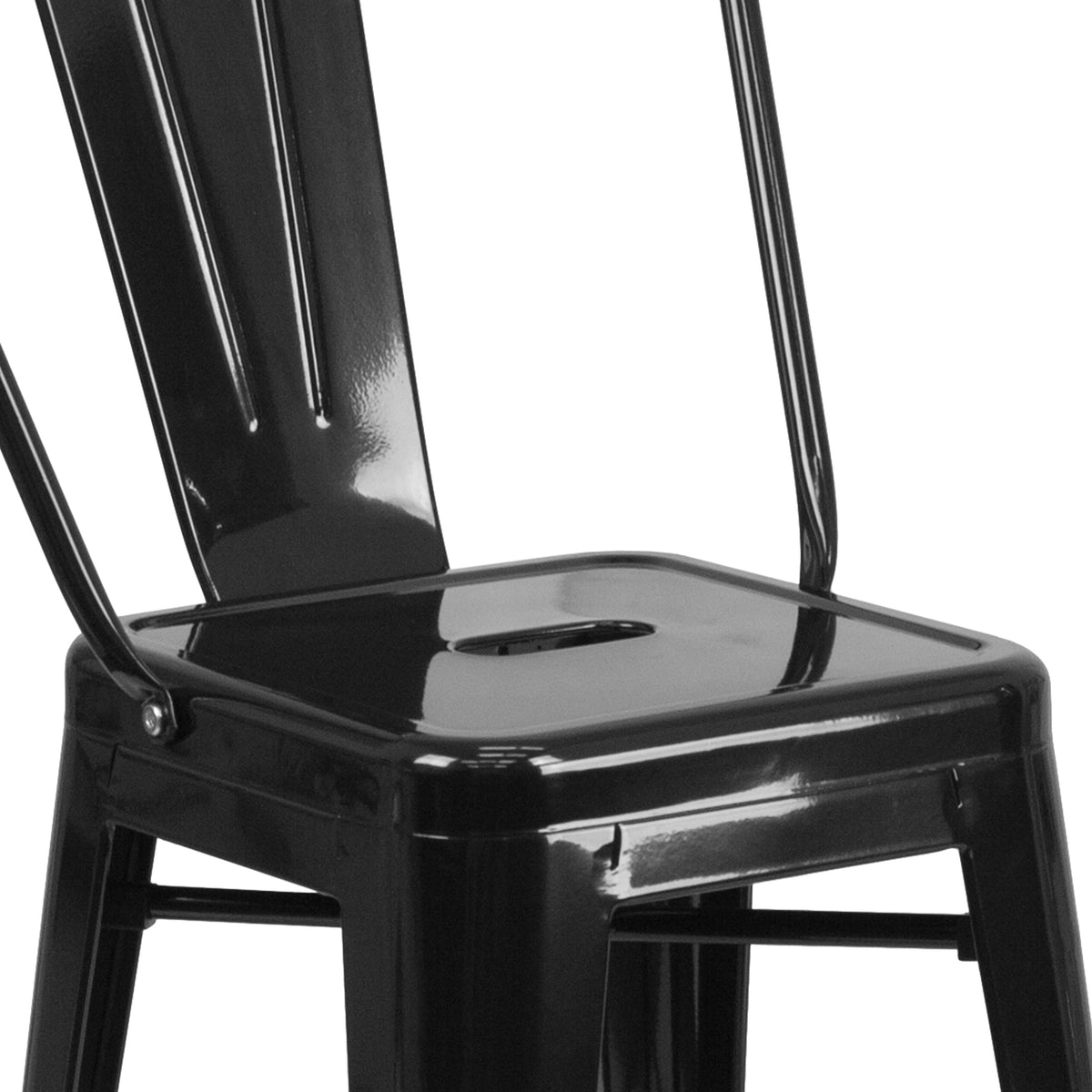 Black |#| 24inch High Black Metal Indoor-Outdoor Counter Height Stool with Back