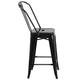 Black |#| 24inch High Black Metal Indoor-Outdoor Counter Height Stool with Back