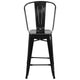 Black |#| 24inch High Black Metal Indoor-Outdoor Counter Height Stool with Back