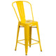 Yellow |#| 24inch High Yellow Metal Indoor-Outdoor Counter Height Stool with Back