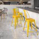 Yellow |#| 24inch High Yellow Metal Indoor-Outdoor Counter Height Stool with Back