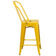 Yellow |#| 24inch High Yellow Metal Indoor-Outdoor Counter Height Stool with Back