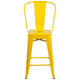 Yellow |#| 24inch High Yellow Metal Indoor-Outdoor Counter Height Stool with Back